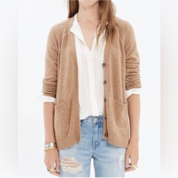 Madewell Texturework Cardigan Sweater Knit Camel/ Brown Sz XS - Picture 1 of 7